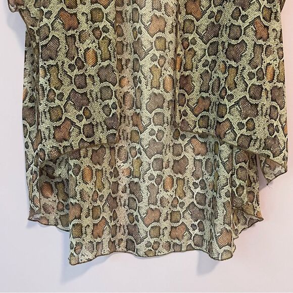 Honeyme Curvy Snake Print Chiffon Cardigan Wrap Longline Open Front Size Large - Picture 7 of 8